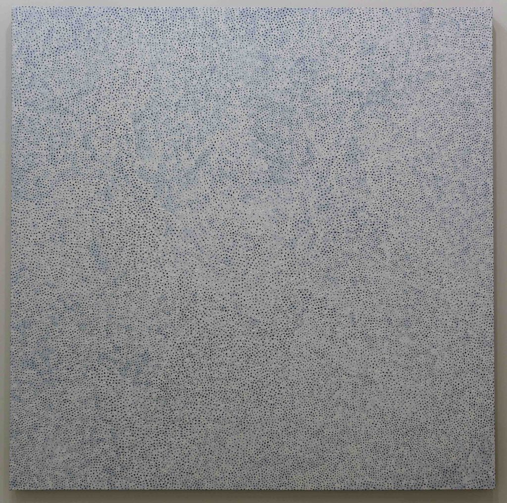 Yayoi Kusama 草間彌生 INFINITY-NETS (KFMRB) 2018. Acrylic on canvas, 162.6 x 161.9 cm (KUSYA0821A) @ David Zwirner booth ART BASEL 2022