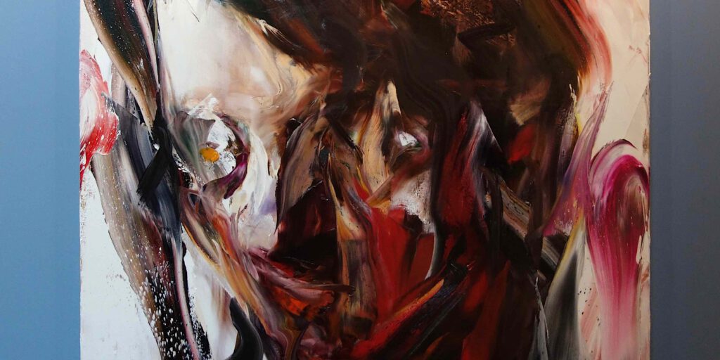 IDA Yukimasa 井田幸昌 "SUMI" 2022. Oil on canvas, 194 x 162 cm. 120.000 US$ @ Mariane Ibrahim , Art Basel Switzerland 2022 (detail)