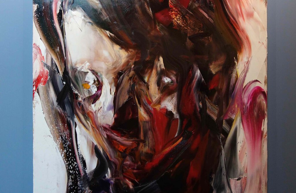 IDA Yukimasa 井田幸昌 "SUMI" 2022. Oil on canvas, 194 x 162 cm. 120.000 US$ @ Mariane Ibrahim , Art Basel Switzerland 2022 (detail)