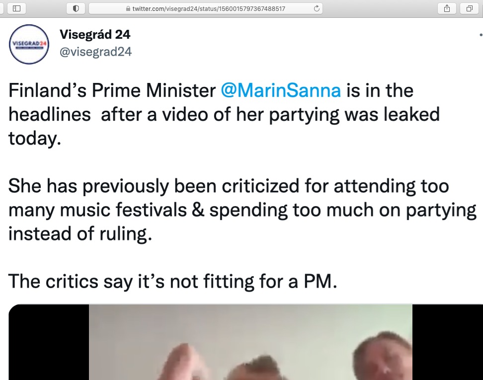 Finnish Prime Minister Sanna Marin (Twitter screenshot)