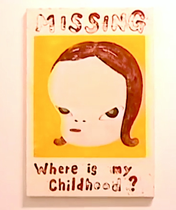 奈良美智 NARA Yoshitomo Missing 1995. Acrylic on canvas, 59.7 x 41.3 cm. Screenshot from the show “Pacific Babies” 1995 @ Blum & Poe, Los Angeles