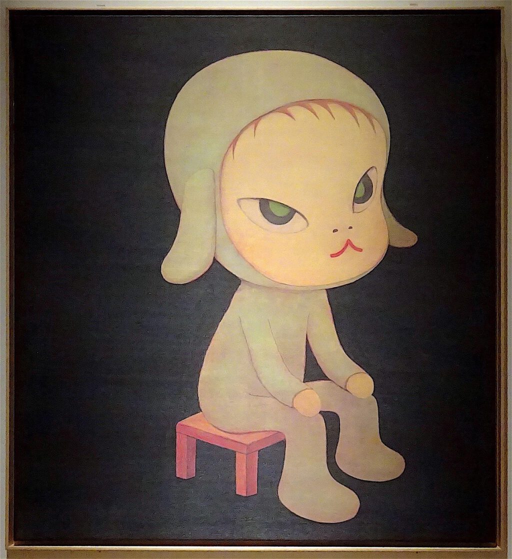 奈良美智 NARA Yoshitomo “Sleepless Night (Sitting) ” 1997. Acrylic on canvas, 120 x 110 cm. Rubell Family Collection, Miami