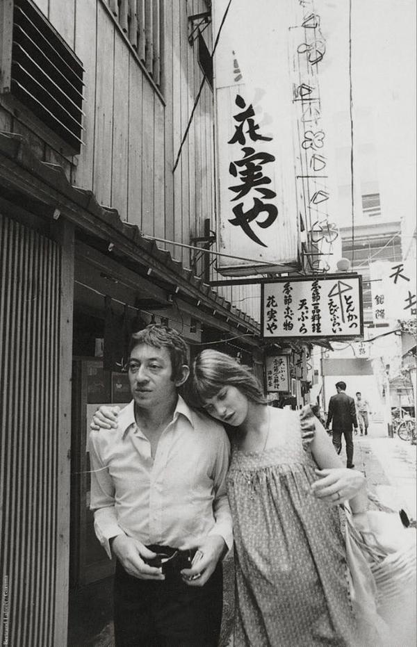妊娠中のジェーン・バーキン、セルジュ・ゲンズブールと、日本で、1971