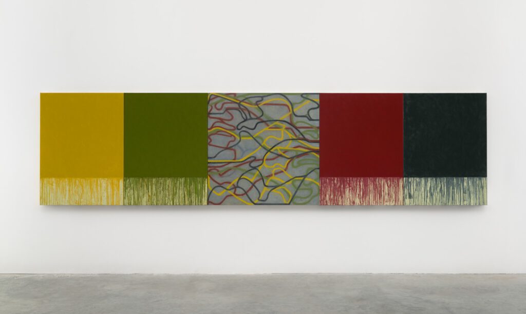Brice Marden Uphill with Center 2012-15, Oil on linen, in 5 parts, overall 121.9 x 487.7 cm