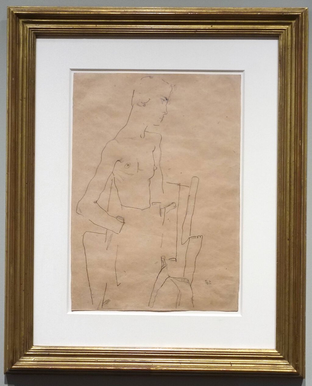 Egon Schiele Female Nude with Armchair 1911, Pencil on paper