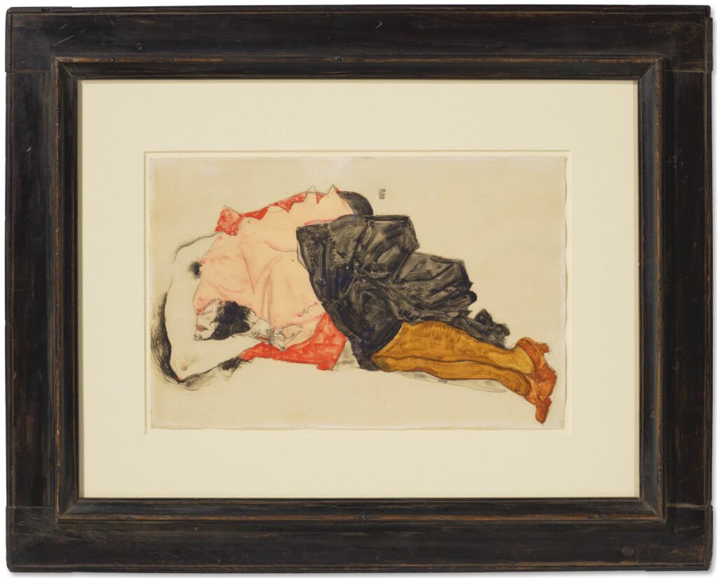 Egon Schiele Frau, das Gesicht verbergend 1912, Gouache, watercolour and pencil on paper, 31.5 x 48 cm
