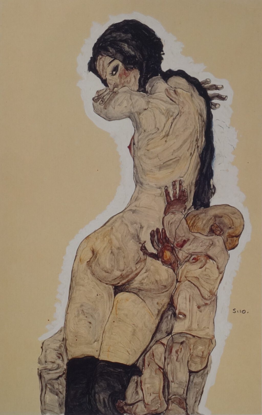 Egon Schiele Frau mit Homunkulus 1910, Gouache, watercolour and pencil on paper, 55.6 x 36.5 cm