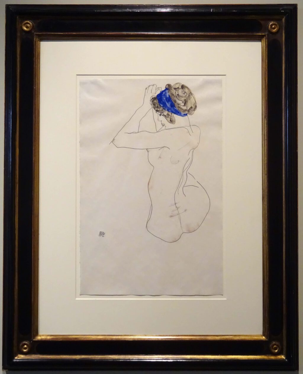 Egon Schiele Seated Female Nude with Blue Headband 1912 Watercolour and pencil on paper