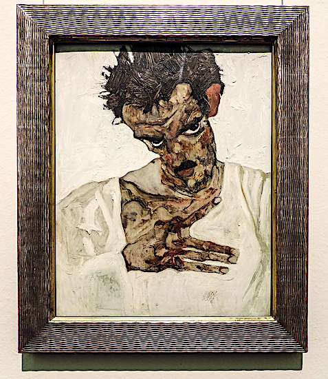 Egon Schiele Selbstbildnis mit gesenktem Kopf 1912, Öl auf Holz, 42.2 x 33.7 cm