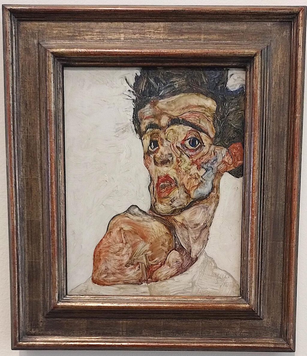 Egon Schiele Self-Portrait 1912, Oil, opaque color on wood