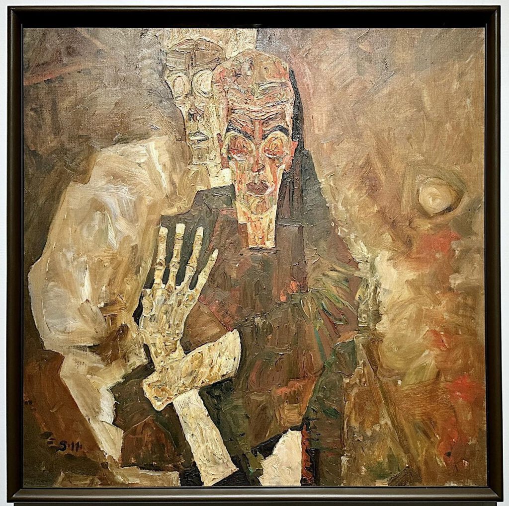 Egon Schiele The One Who Sees Himself II (Death and Man) 1911, Oil on canvas