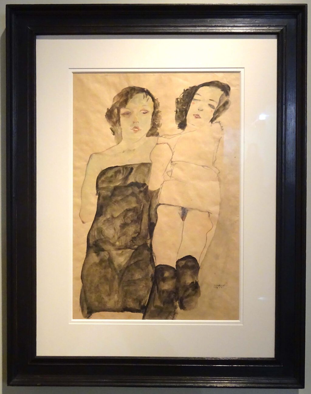 Egon Schiele Two Girls 1911, Watercolour and pencil on paper