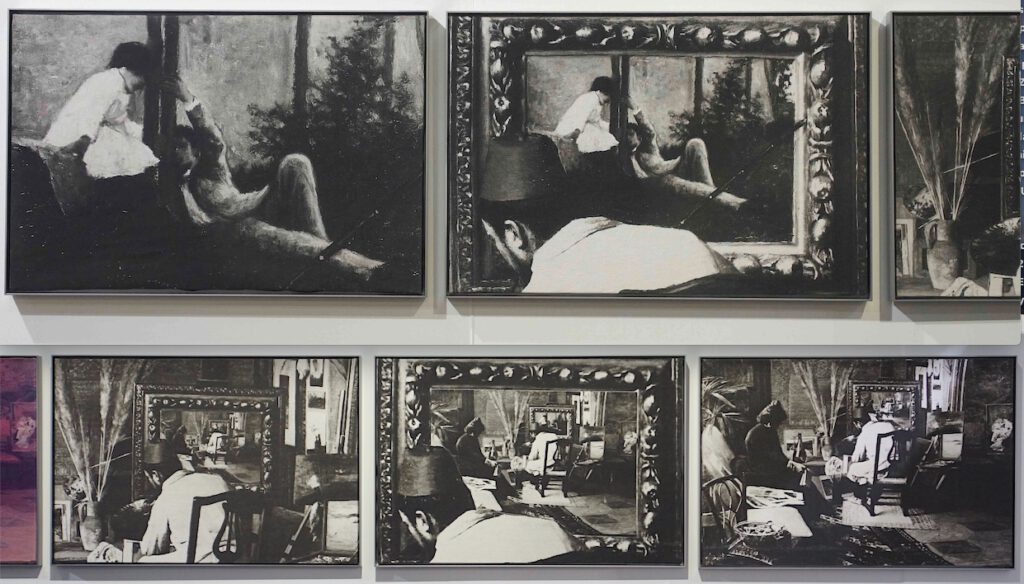 Giulio Paolini La Ronde 1977, Photographic emulsion on canvas and one colour photograph on canvas, seven panels, Each panel 45 x 67.1 cm @ LUXEMBOURG + Co., Art Basel 2023, details