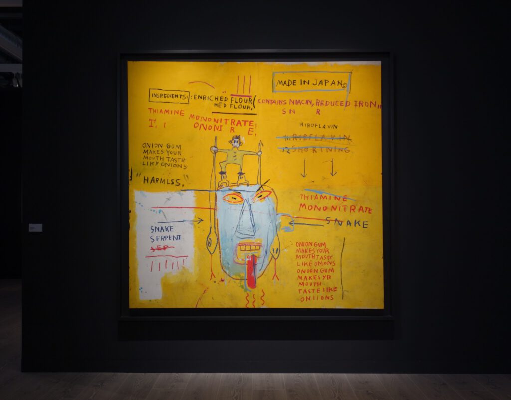 Jean-Michel Basquiat Onion Gum 1983, Acrylic and oilstick on canvas, 198 x 203 cm, (Inv# JB 16.1300) , Ask price 23 Mio US$, still available on 2023, June 9th @ Van de Weghe Fine Art, Art Basel 2023