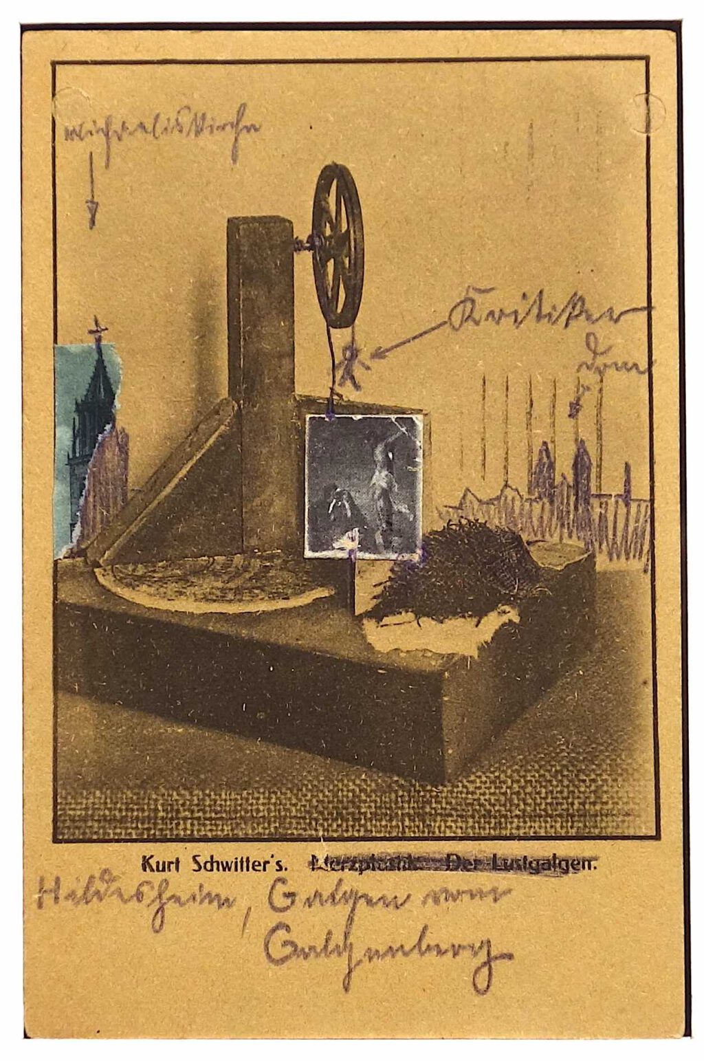Kurt Schwitters Hildesheim, Galgen vom Galgenberg 1921, Collage sur carton, 14 x 9 cm @ Galerie 1900-2000, Art Basel 2023
