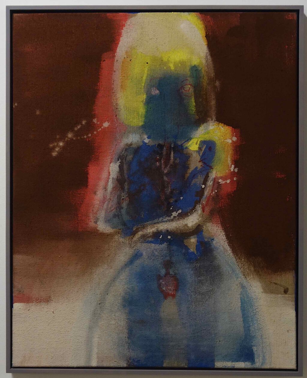 イケムラレイコ IKEMURA Leiko Difficult Baby 2021, Tempera and oil on jute, 100 x 80 cm (IKEMU26534) @ Galerie Peter Kilchmann, Art Basel 2023