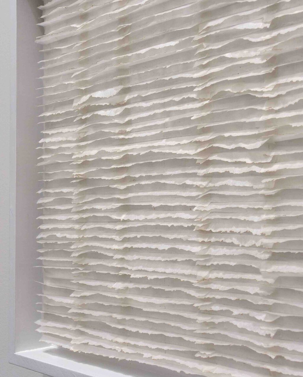 内藤楽子 NAITO Rakuko RN1317 1-2-2 1-2-21 2021, Japanese paper on board (burnt edge stripes) , 44.5 x 44.5 x 6.3 cm, detail @ The Mayor Gallery, Art Basel 2023