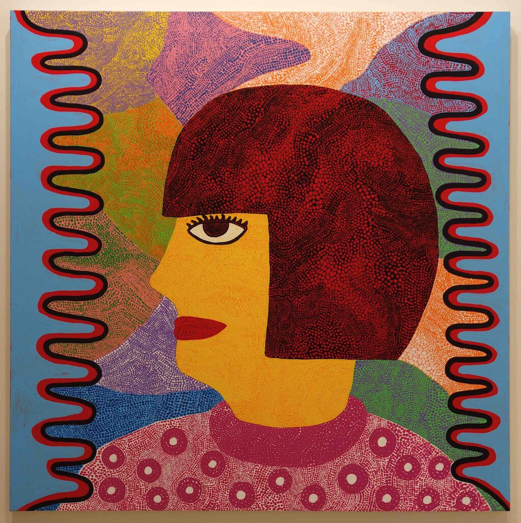 草間彌生 KUSAMA Yayoi SELF-PORTRAIT (BOTEFO) 2014, Acrylic on canvas, 145.5 x 145.5 cm (KUSYA0189A) @ David Zwirner, Art Basel 2023