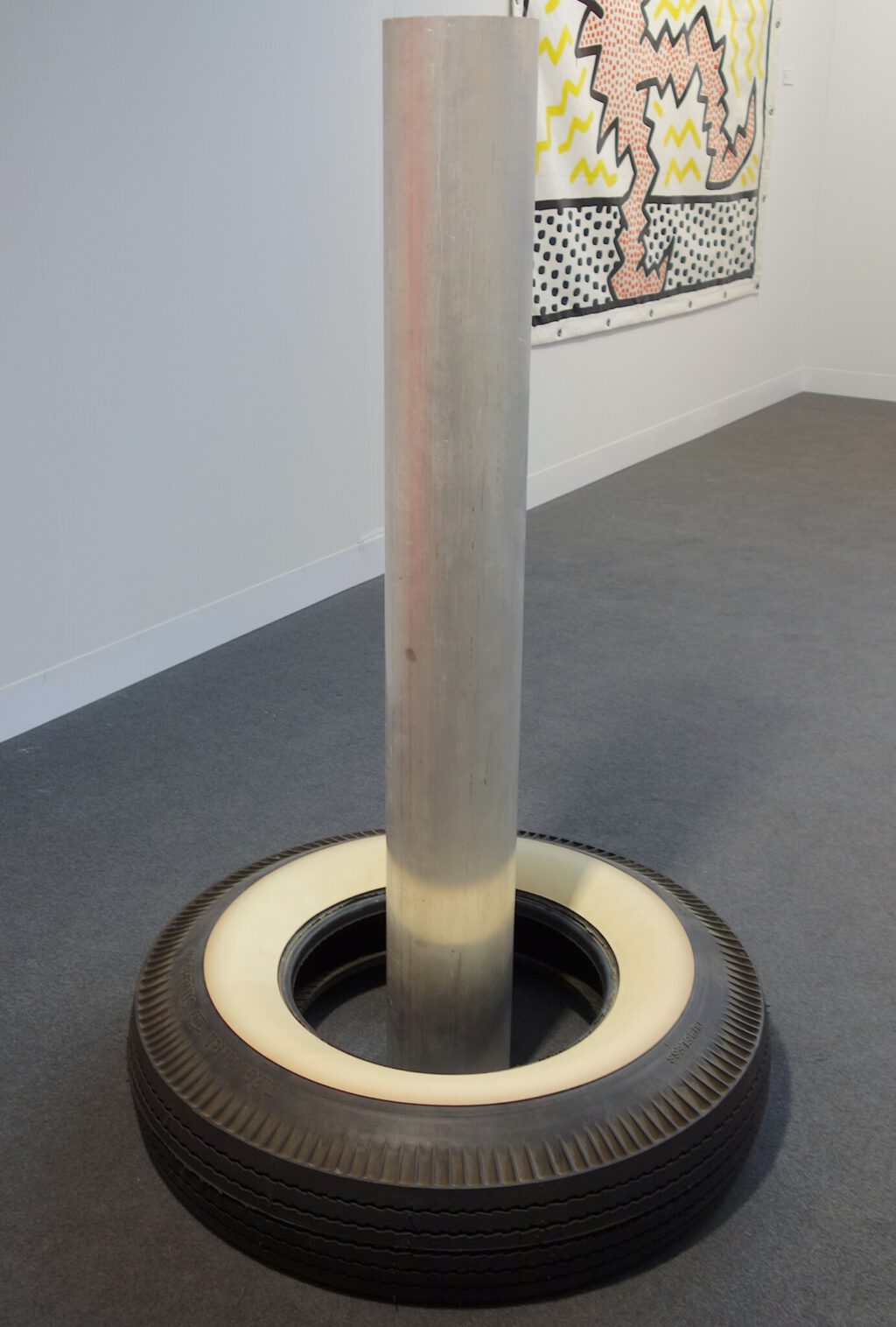 Cady Noland キャディ・ノーランド Untitled 1997-1998. Aluminium pipe, Whitewall tire, 122 x 76 cm. Ed.80