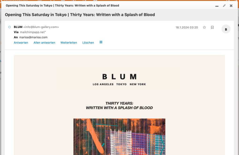 Mail by Blum Gallery 18th of January 2024
