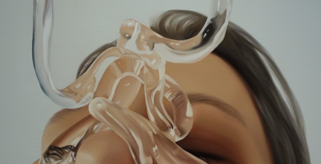TOMOZAWA Kotao 友沢こたお slime CLXXXIX 2023, oil on canvas, detail of triptych 4