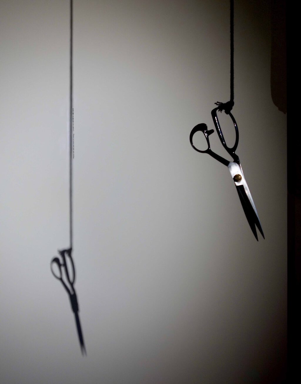 HASHIMOTO Satoshi 橋本聡 “Please cut your own hair and clothes” (2019) (Scissors, shadow, hair and clothes of visitors) , CURATION – FAIR Tokyo