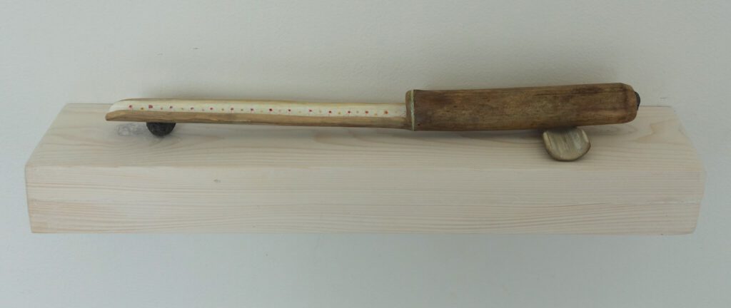 Habima Fuchs “Instrument” 2015, 4 x 38 x 6 cm, bamboo, ink, lava stone