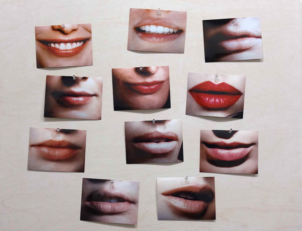 Hans-Peter Feldmann Lippen, 2010 11 color photographs mounted on wood board, each photo 12.5 x 17 cm, (in total) 70 x 90 x 2 cm