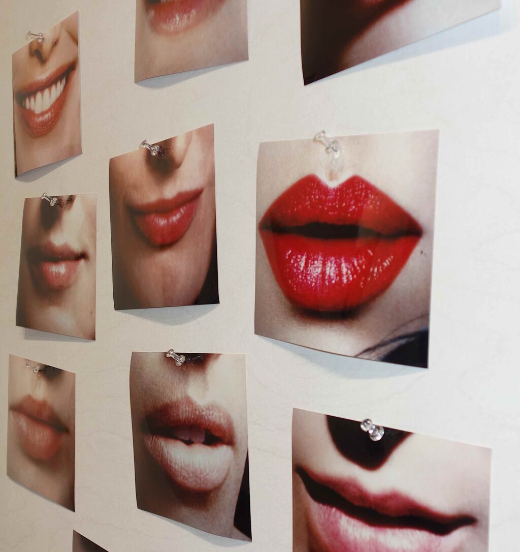 Hans-Peter Feldmann Lippen, 2010 11 color photographs mounted on wood board, each photo 12.5 x 17 cm, (in total) 70 x 90 x 2 cm, detail