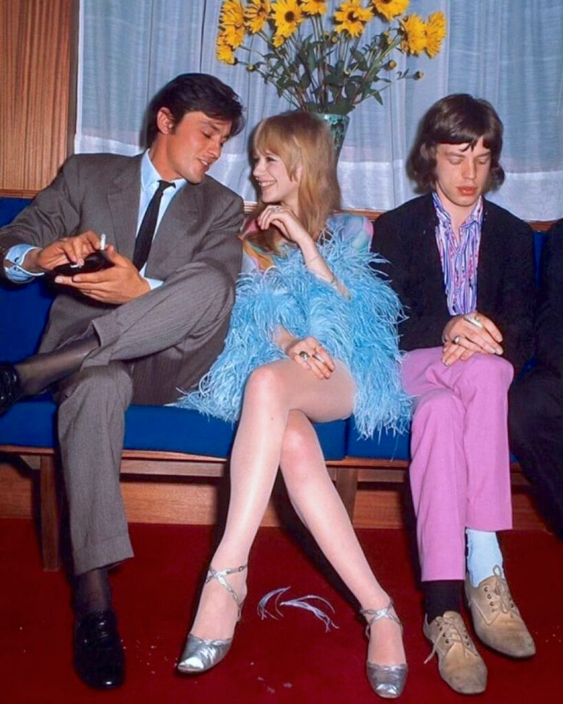 Alain Delon, Marianne Faithfull, Mick Jagger