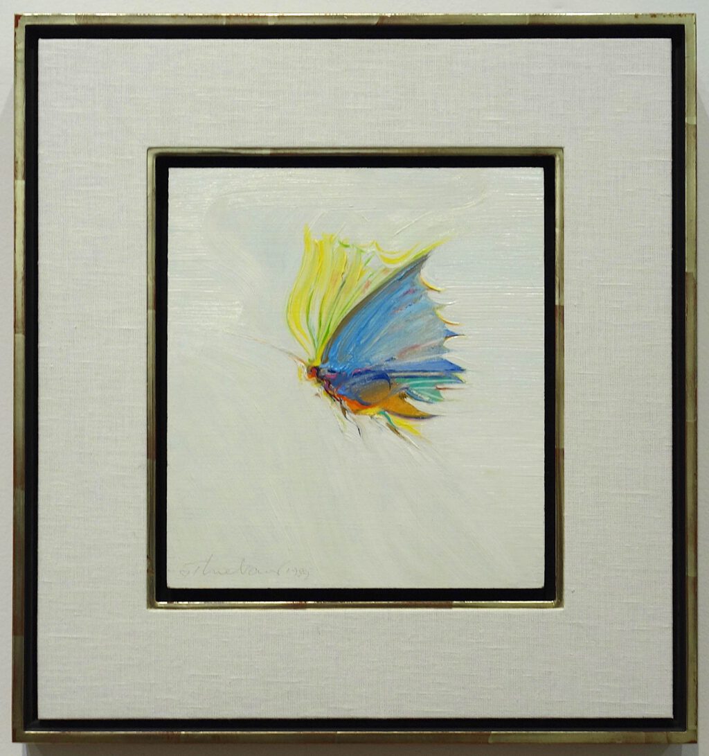 Wayne Thiebaud Butterfly 1989. Oil on board, 22.9 x 20.3 cm @ Acquavella Galleries, Art Basel 2024