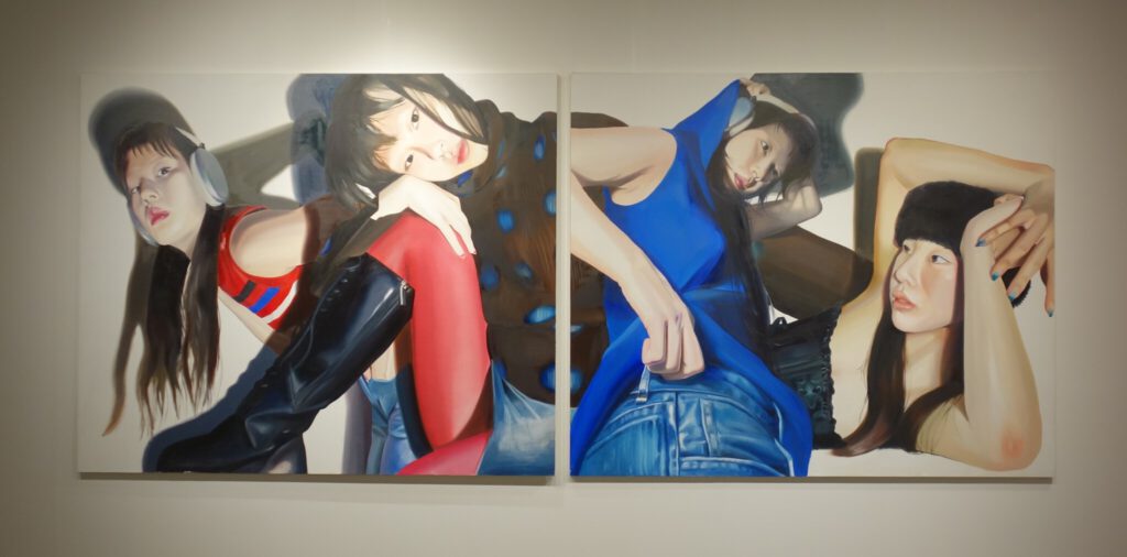 SUGIYAMA Hinako 杉山日向子「Heartquake」2024, 1620 x 3880 mm, diptych, oil on canvas @ PARCO MUSEUM TOKYO