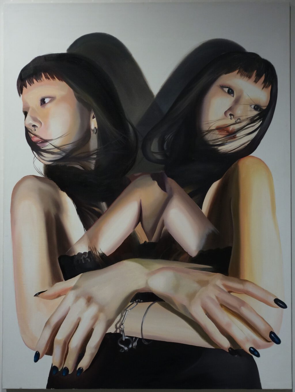 SUGIYAMA Hinako 杉山日向子「Mask Split」2024, 1303 x 970 mm, oil on canvas