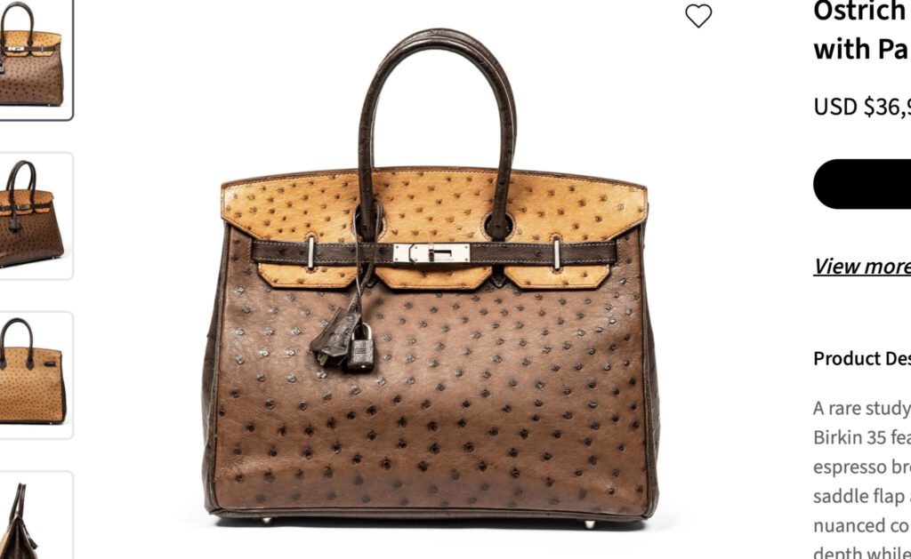 Lorraine Schwartz sells her HERMÈS Ostrich Tri-Color Birkin 35 with Palladium