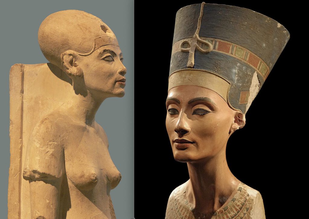 Nefertiti, standing-striding and the bust of Nefertiti