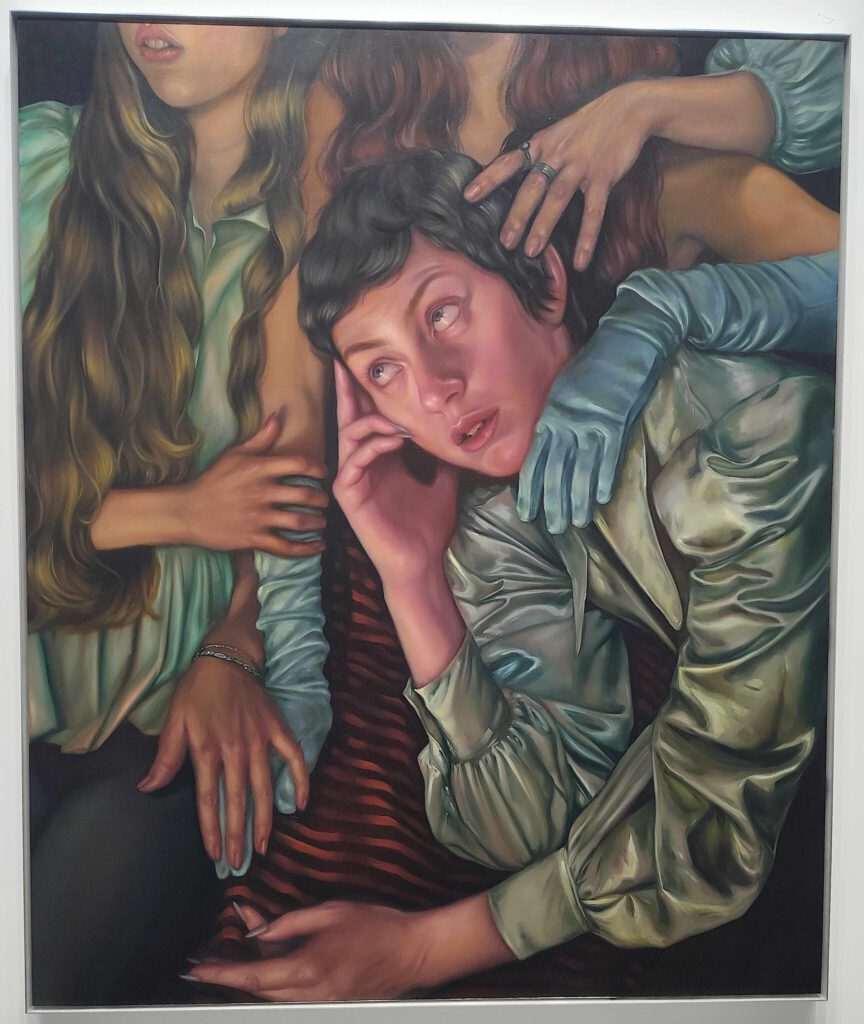 Chloe Wise Wake up, mutate and ascend 2025. Oil on linen, 185.1 x 154.9 x 5.1 cm