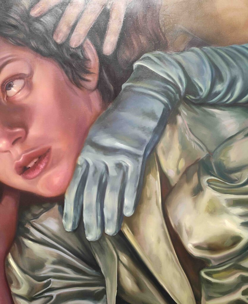 Chloe Wise Wake up, mutate and ascend 2025. Oil on linen, 185.1 x 154.9 x 5.1 cm, detail_3