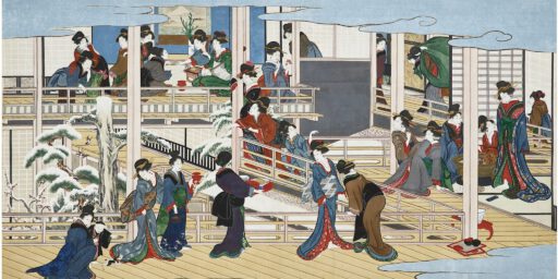 喜多川歌麿 UTAMARO Kitagawa (1754-1806) 深川の雪 Fukagawa in Snow ca. 1802-06, hanging scroll, 198.8 x 341.1 cm | 喜多川歌麿 UTAMARO Kitagawa (1754-1806) 「深川の雪」"Fukagawa in Snow", ca. 1802-06, hanging scroll, 198.8 x 341.1 cm 喜多川歌麿 UTAMARO Kitagawa (1754-1806) 深川の雪 Fukagawa in Snow ca. 1802-06, hanging scroll, 198.8 x 341.1 cm | 喜多川歌麿 UTAMARO Kitagawa (1754-1806) 「深川の雪」"Fukagawa in Snow", ca. 1802-06, hanging scroll, 198.8 x 341.1 cm