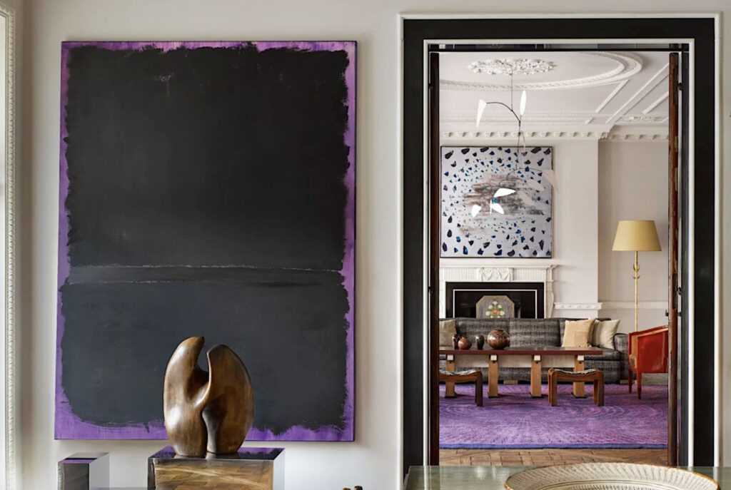 Left Mark Rothko Untitled (Black on Purple) 1969 @ Terry de Gunzburg apartment, New York