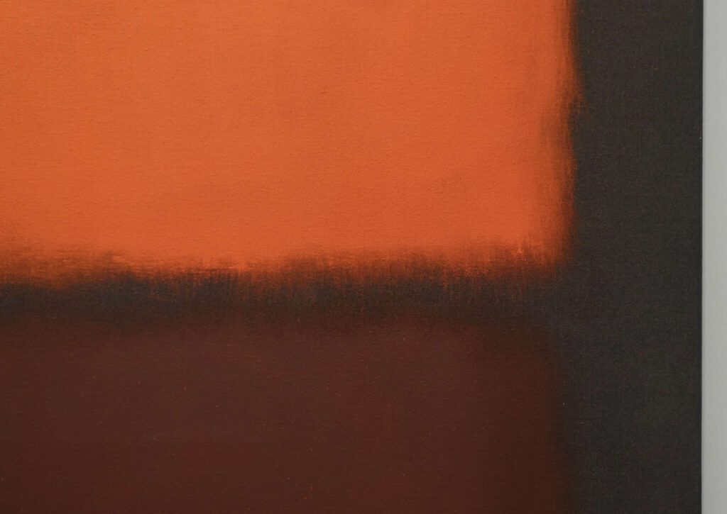 Mark Rothko No. 14 1963. Oil on cotton duck canvas 176 x 127 cm, detail (photo color has not been changed however this zoom in coloring is slighly different)