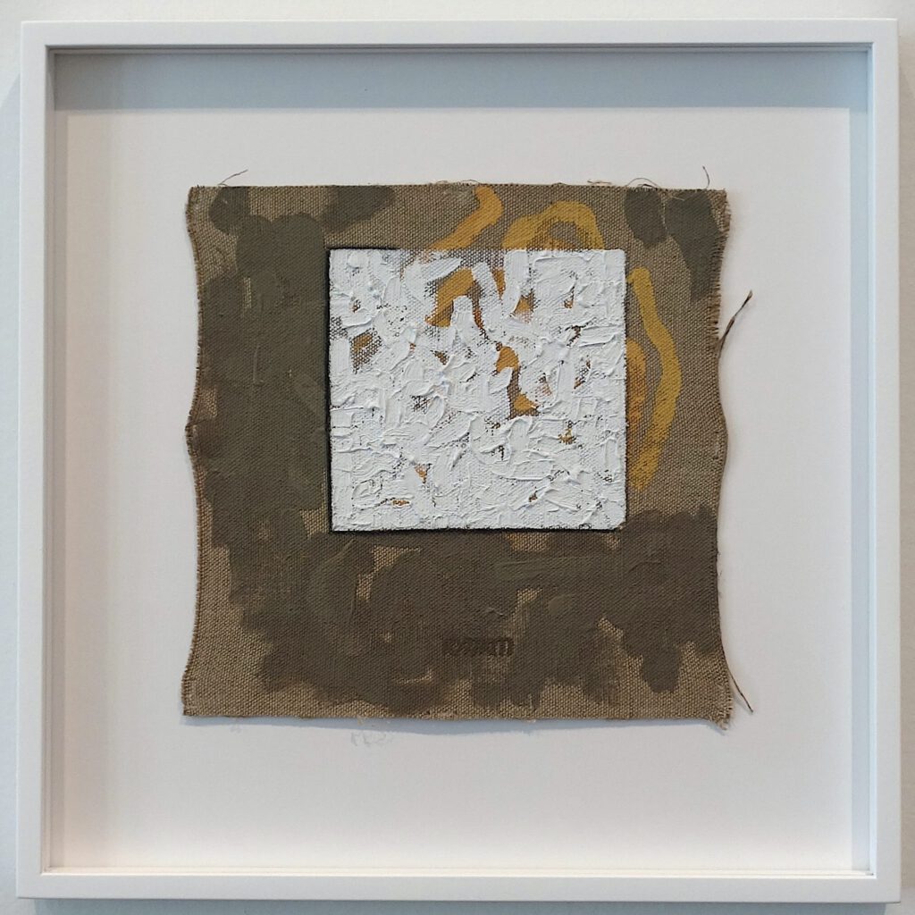 Robert Ryman Untitled ca 1962-64 Oil and charcoal on sized unstretched linen canvas 22 x 21 cm