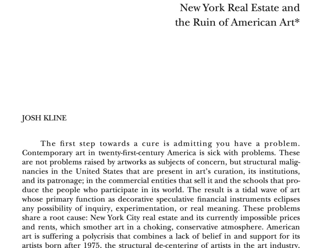 Slow Death of the New York Art Scene Slow Death of the New York Art Scene
