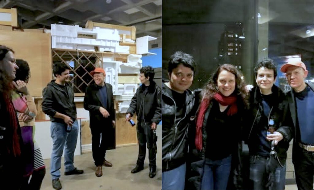 Francisco (right) visited the opening of Pedro Sanchez III’s (second from right) exhibition “On the Outer Edge” at Abrons Arts Center, New York. February 17 – March 18, 2012