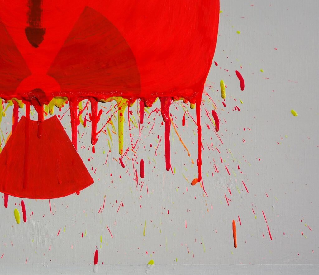 亜 真里男 Japan = Atom (フクシマ) 、油、2011年、部分、65 x 100 cm