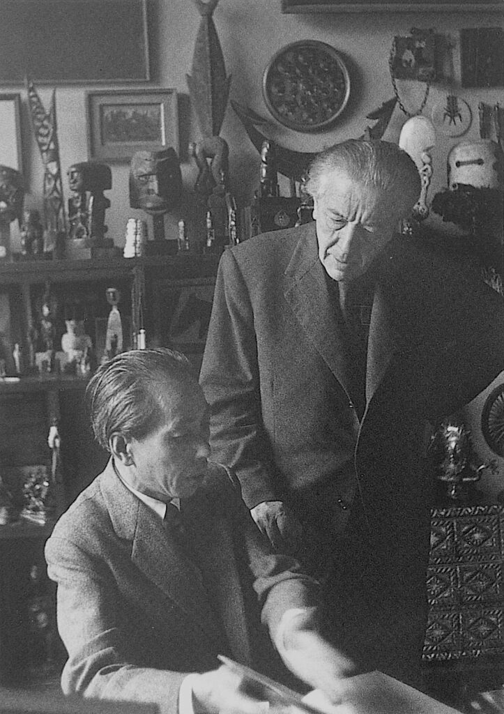 “André Breton and Shuzo Takiguchi” photo by François René Roland 1953. Gelatin Silver Print from 1993.