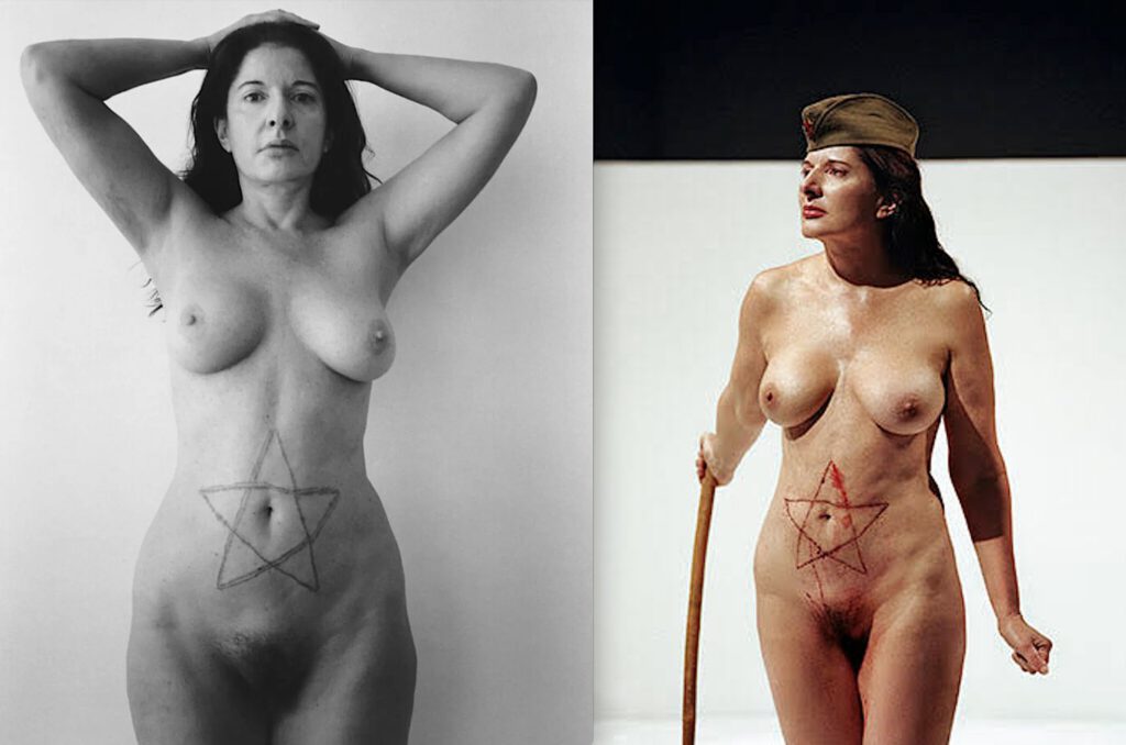 Marina Abramović left Nude with a Cut Star, 2005