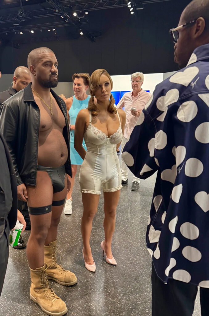 Kanye West (Ye) and his wife Bianca Censori attending the June 2026 VIP preview of Art Basel in Switzerland. Photo courtesy Kenny Schachter