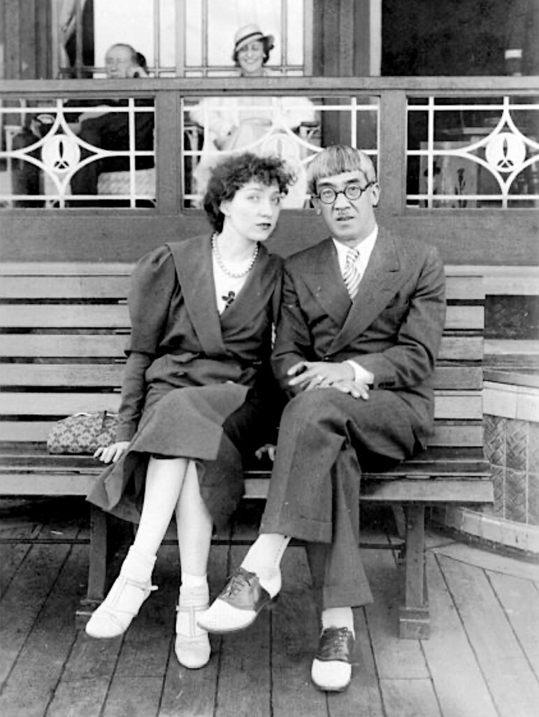 Madelaine and Foujita on the ship Chichibu Maru November 1933