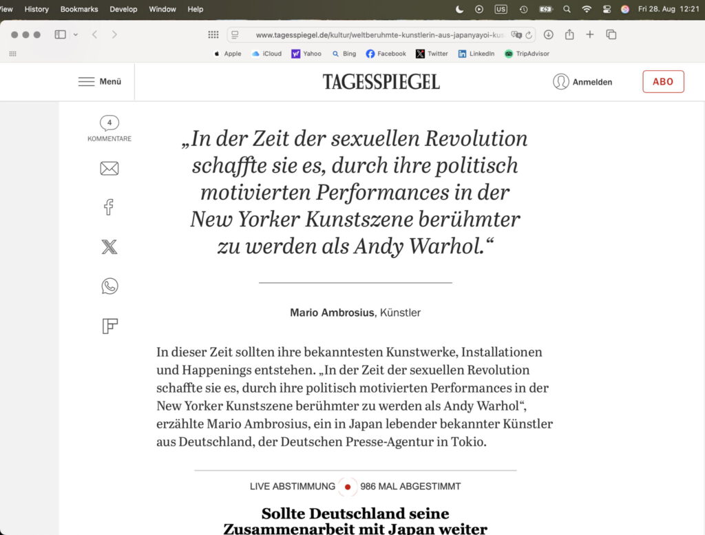 Mario Ambrosius Yayoi Kusama Tagesspiegel dpa 28.8.2026