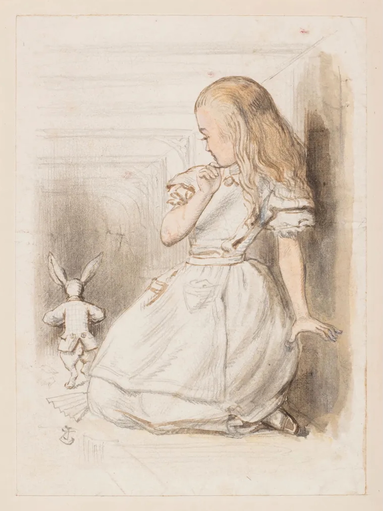 John Tenniel, The rabbit scurried away into the darkness (1864)